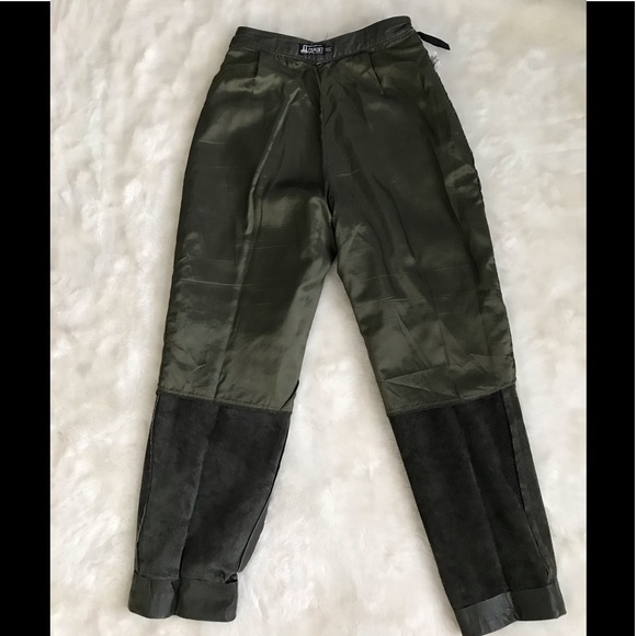 Vintage Green Genuine Leather Comint Pants - Picture 6 of 13
